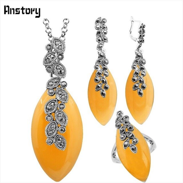 Leaf Shell Jewelry Set Choker Necklace Earrings Rings For Women Stainless Steel Chain Party Gift