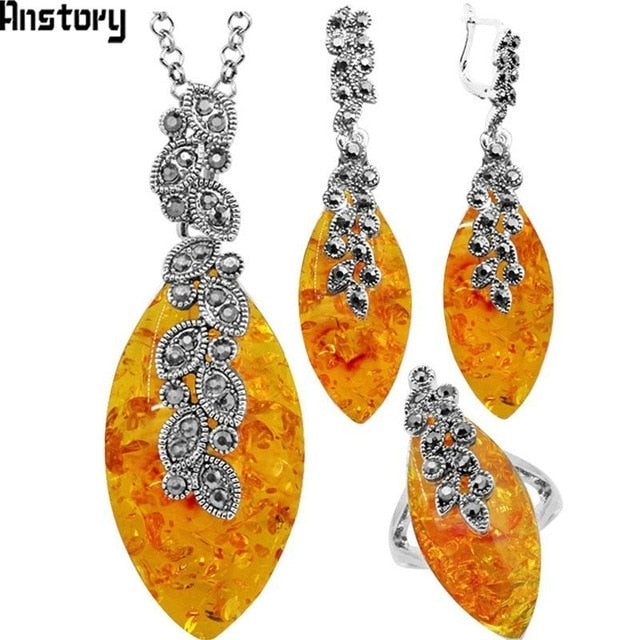 Leaf Shell Jewelry Set Choker Necklace Earrings Rings For Women Stainless Steel Chain Party Gift