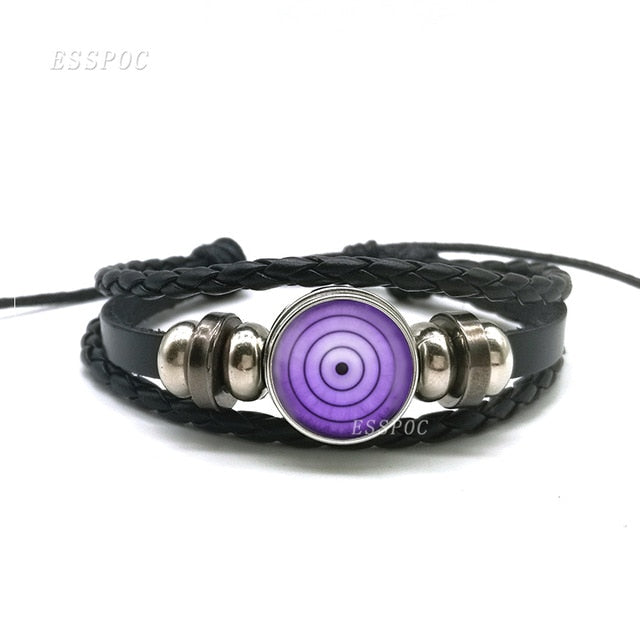 Sharingan Eye Bracelet Anime Naruto Braided Leather Bracelet Naruto Sasuke Uchiha Clan Rinnegan Taichi Kakashi Cosplay Jewelry