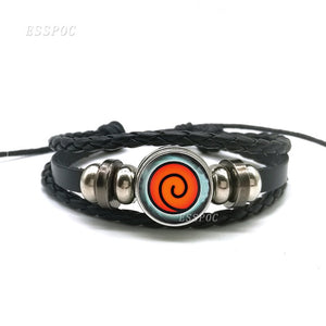 Sharingan Eye Bracelet Anime Naruto Braided Leather Bracelet Naruto Sasuke Uchiha Clan Rinnegan Taichi Kakashi Cosplay Jewelry