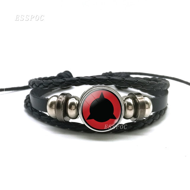 Sharingan Eye Bracelet Anime Naruto Braided Leather Bracelet Naruto Sasuke Uchiha Clan Rinnegan Taichi Kakashi Cosplay Jewelry