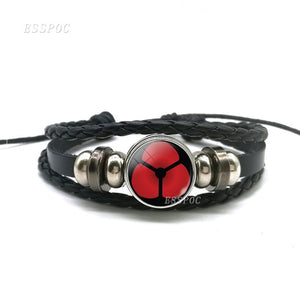 Sharingan Eye Bracelet Anime Naruto Braided Leather Bracelet Naruto Sasuke Uchiha Clan Rinnegan Taichi Kakashi Cosplay Jewelry