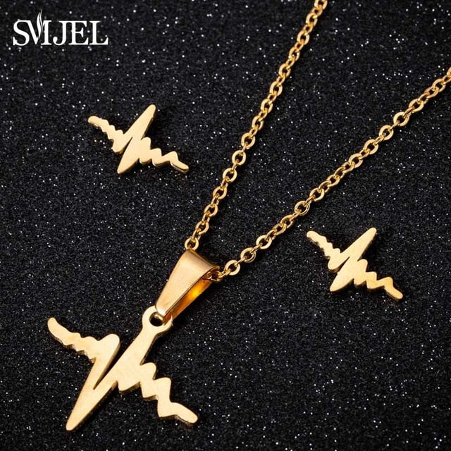 SMJEL Stainless Steel Mickey Necklace Women Jewelry Sets Bijoux Animal Butterfly Necklaces Pendants Cute Earrings Kids Gifts