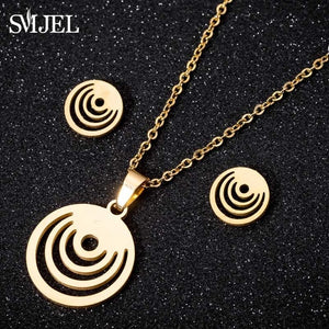 SMJEL Stainless Steel Mickey Necklace Women Jewelry Sets Bijoux Animal Butterfly Necklaces Pendants Cute Earrings Kids Gifts