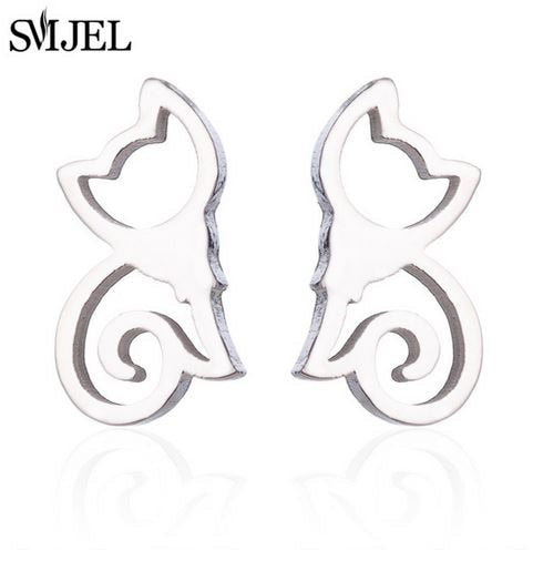 SMJEL Stainless Steel Mickey Necklace Women Jewelry Sets Bijoux Animal Butterfly Necklaces Pendants Cute Earrings Kids Gifts