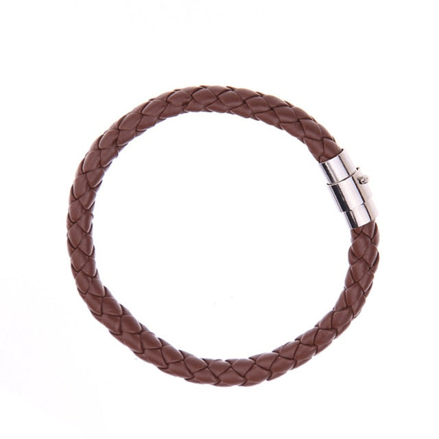 Woven bracelet 1 piece couple bracelet Magnetic Clasp Men  Women Braided Leather Steel Leather Leather rope Unisex