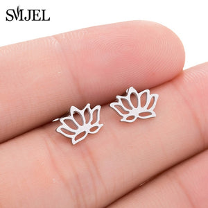 SMJEL Bohemia Mickey Earrings Women Kids Fashion Stainless Steel Leaf Pineapple Flower Stud Earings Tree Jewelry pendientes