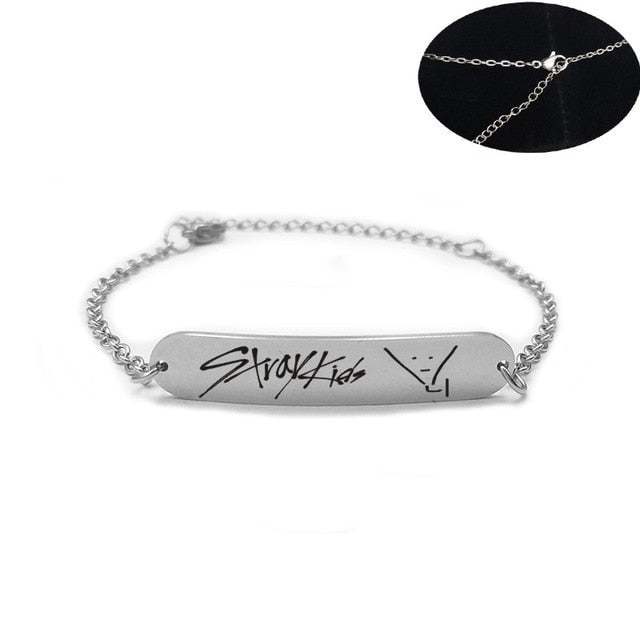 Stainless Steel Bracelet Stray Kids Member Signature Letter Silver Chain Bracelets For Women Men Jewelry Accessories