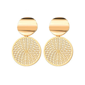 2019 new Korean version of the earrings female models round heart pendant earrings fashion big gold geometric jewelry wholesale