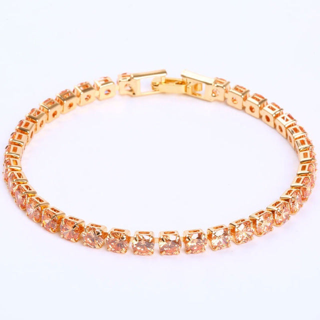 Luxury 4mm Cubic Zirconia Tennis Bracelets Iced Out Chain Crystal Wedding Bracelet For Women Men Gold Silver Bracelet Jewelry