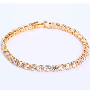 Luxury 4mm Cubic Zirconia Tennis Bracelets Iced Out Chain Crystal Wedding Bracelet For Women Men Gold Silver Bracelet Jewelry