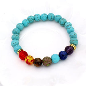 7 Chakra Healing Beaded Bracelet Natural Lava Stone Tiger Eye Beads Bracelet 8MM For Women Men Fashion Yoga Jewelry Dropshipping