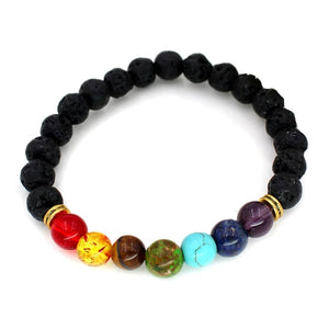 7 Chakra Healing Beaded Bracelet Natural Lava Stone Tiger Eye Beads Bracelet 8MM For Women Men Fashion Yoga Jewelry Dropshipping