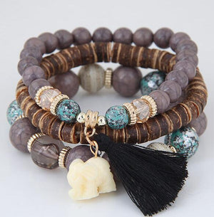 2019 Cute Wood Bead Bohemia Elastic Charms Bracelets & Bangles Wooden Beads Bracelet Multilayers Pulseras Women