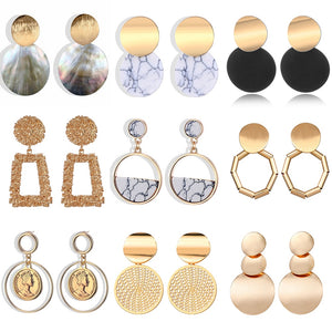 2019 new Korean version of the earrings female models round heart pendant earrings fashion big gold geometric jewelry wholesale